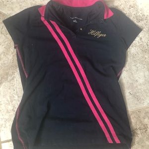 Vintage Tommy Hilfiger Women’s Polo (Pink stripe)